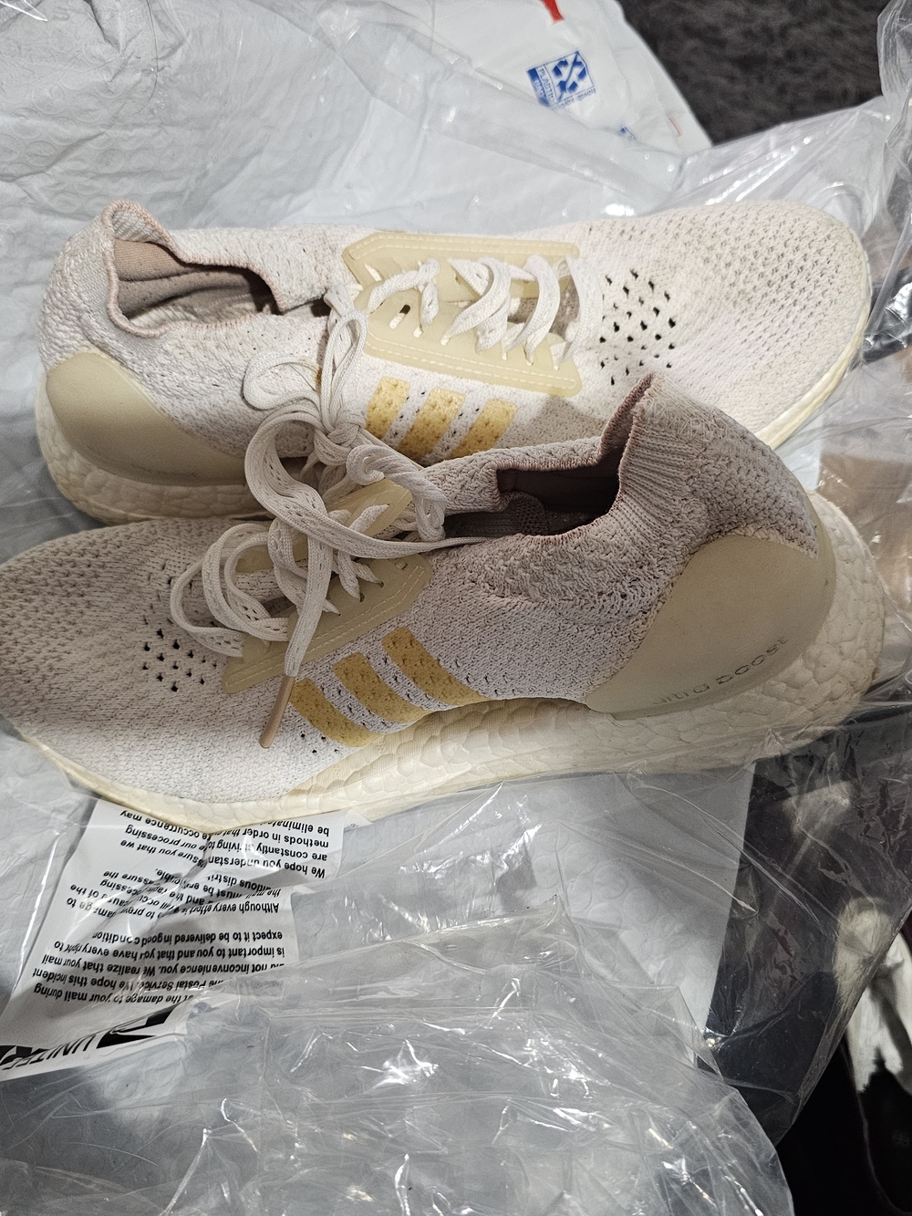 adidas Women’s Knit Running Sneakers in Cream and Pale Yellow